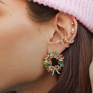 BaubleBar x Disney Hidden Mickey Wreath Holiday Earrings New